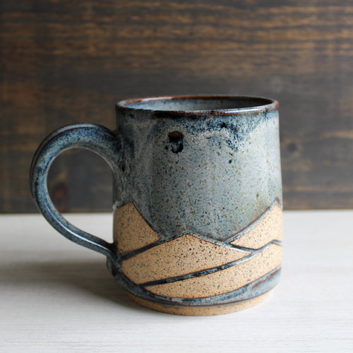 Grey Carved Medium Mug